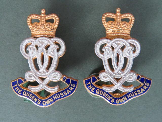 British Army The Queen's Own Hussars Officer's Collar Badges