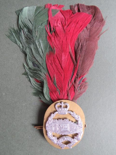 British Army The Royal Tank Regiment Band Cap Badge and Hackle