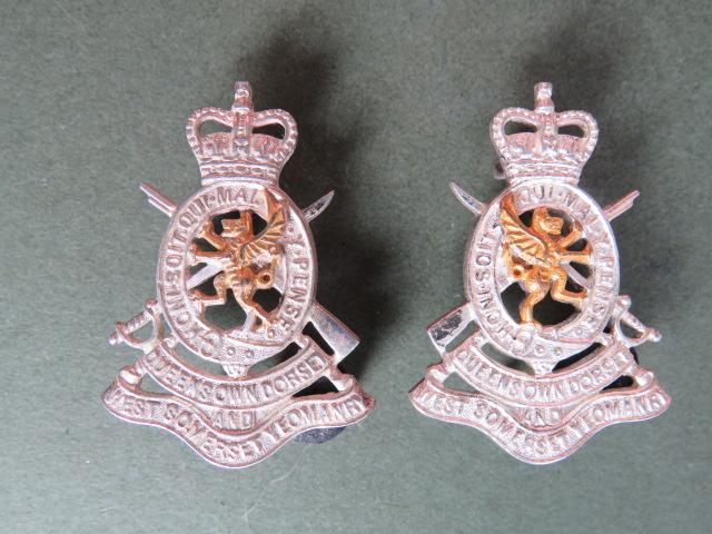 British Army The Queen's Own Dorset & West Somerset Yeomanry Officers' Service Dress Collar Badges