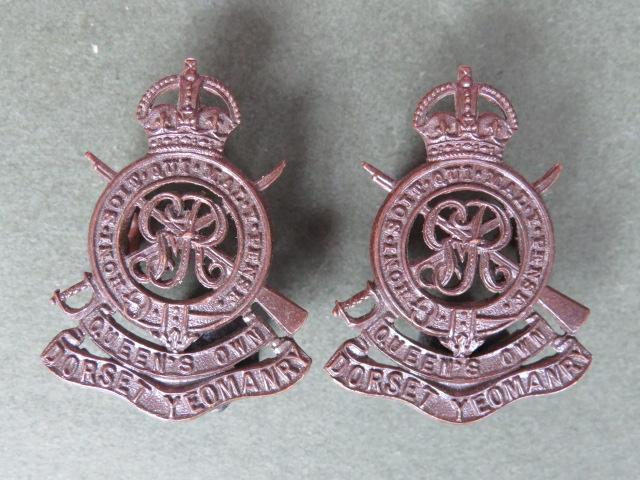 British Army The Queen's Own Dorset Yeomanry Officers' Service Dress Collar Badges