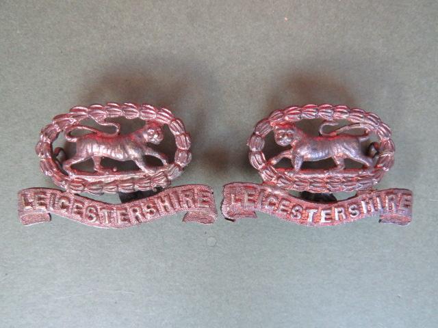 British Army The Leicestershire Regiment Officers' Service Dress Collar Badges