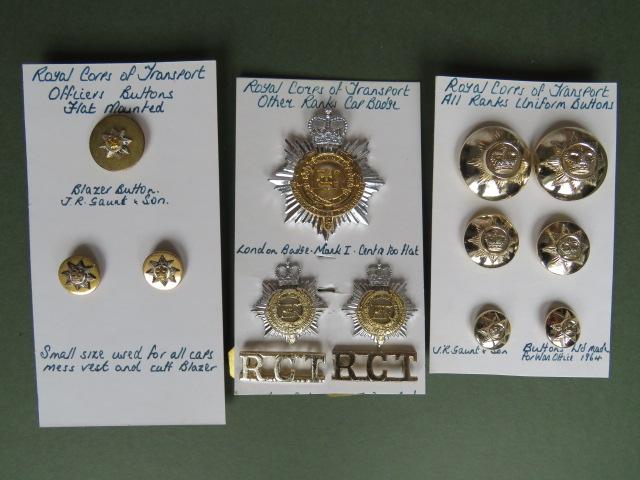 British Army Royal Corps of Transport Cap & Collar Badges, Shoulder Title and Buttons
