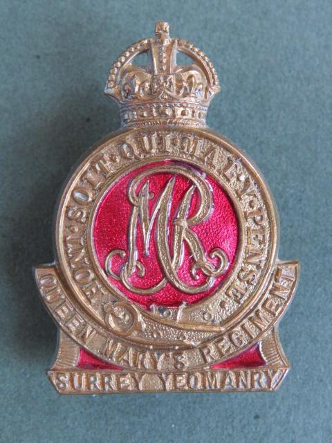 British Army The Surrey Yeomanry (Queen Mary's Regiment) Collar Badge