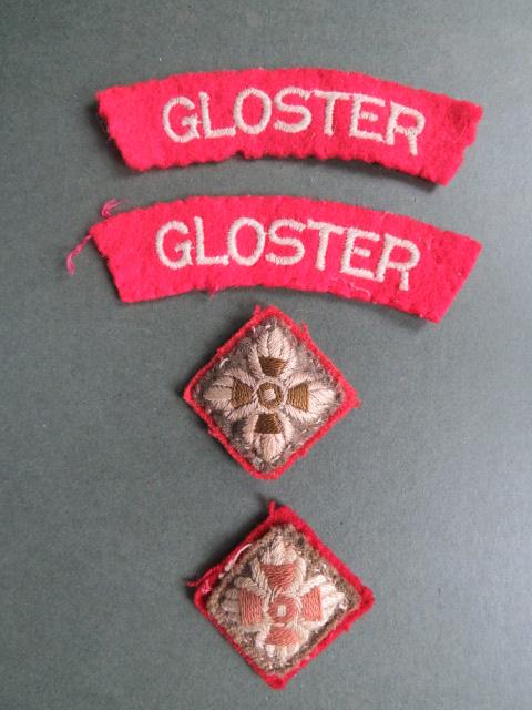 British Army WW2 The Gloucestershire Regiment Shoulder Titles and Lieutenants Rank Pips