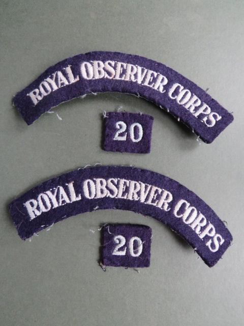 Royal Observer Corps Shoulder Title with 20 (YORK) Group Numerals