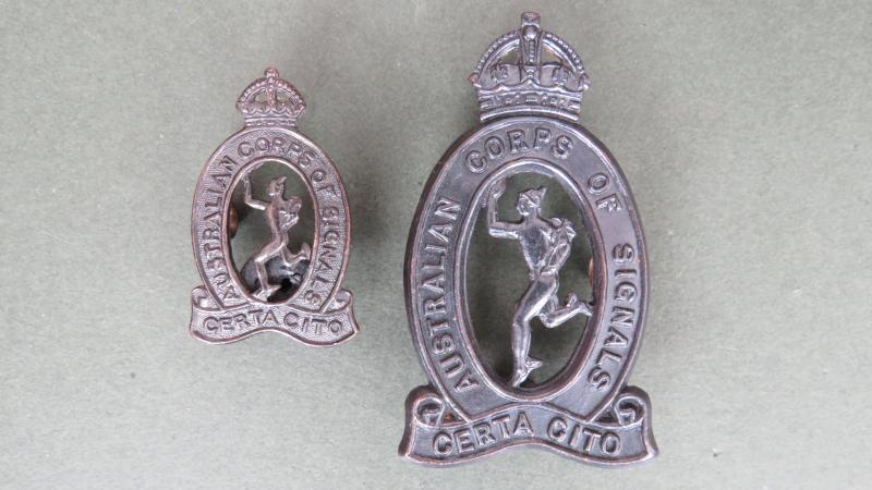 Australia Army 1930-1942 Australian Corps of Signals Cap & Collar Badge