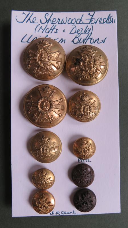 British Army Pre and Post 1953 Sherwood Foresters (Nottinghamshire and Derbyshire Regiment) Uniform Buttons