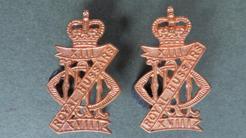 British Army 13th/18th Royal Hussars (Queen Mary's Own) Collar Badges