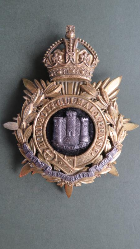 British Army 1901-1914 The Devonshire Regiment Officers Helmet Plate Badge