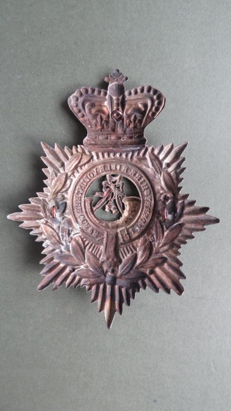 British Army 1881-1901 The 1st Derbyshire Rifle Volunteer Corps Helmet Plate