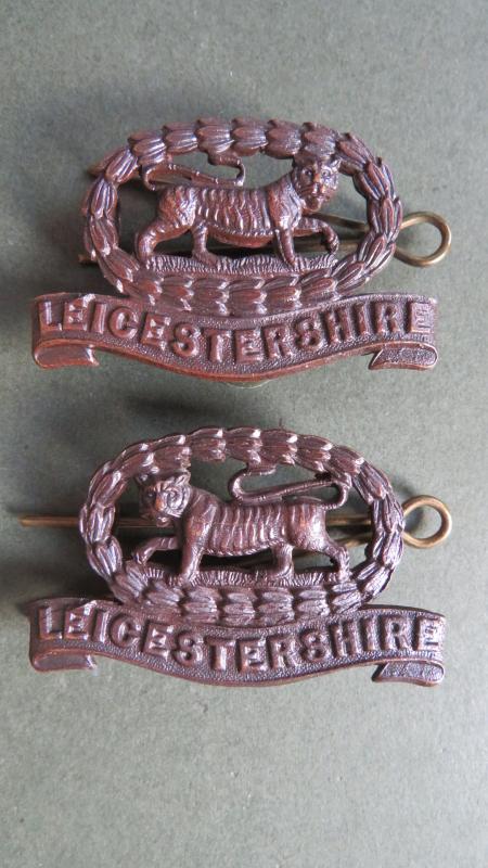 British Army The Leicestershire Regiment Officers Service Dress Collar Badges