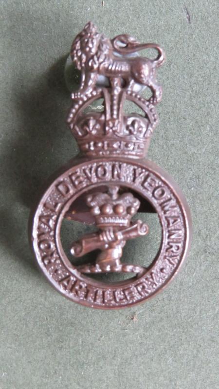 British Army Pre 1953 Royal Devon Yeomanry Artillery Officers Service Dress Cap Badge