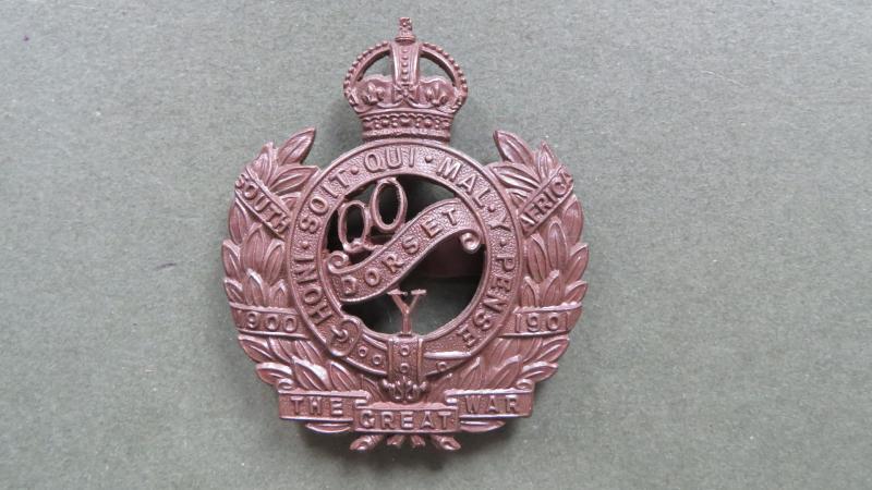 British Army Pre 1953 The Queen's Own Dorset Yeomanry Officers Service Dress Cap Badge