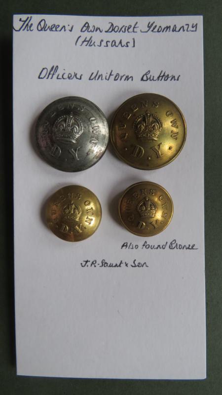 British Army 4 Pre 1953 The Queen's Own Dorset Yeomanry Officers Uniform Buttons
