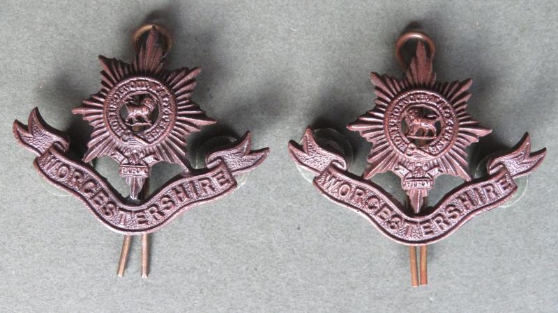 British Army The Worcestershire Regiment Officers Service Dress Collar Badges