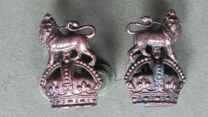 British Army The Queen's Own Royal West Kent Regiment Officers Service Dress Collar Badges