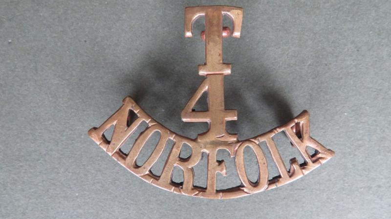 British Army WW1 4th Territorial Battalion, The Norfolk Regiment Shoulder Title