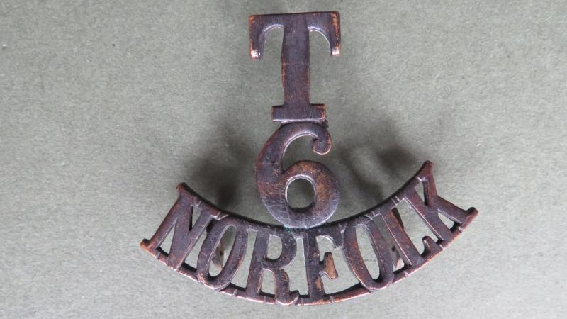 British Army WW1 6th Territorial Battalion, The Norfolk Regiment Shoulder Title