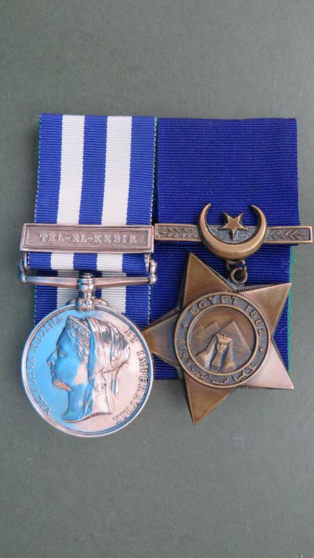 British Army Egypt Medal 1882-1889 TEL-EL-KEBIR Bar & Khedives Star 1882