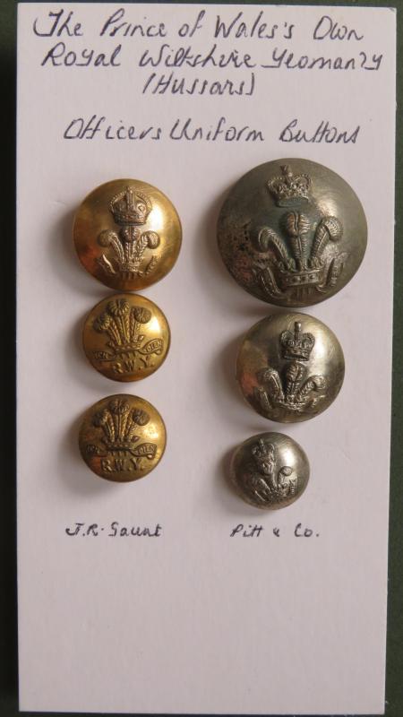 British Army The Prince of Wales's Own Royal Wiltshire Yeomanry (Hussars) Uniform Buttons