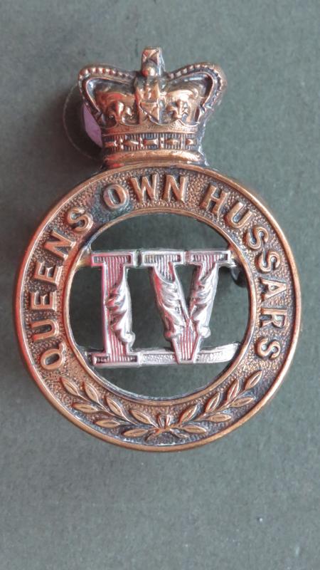 British Army Victorian / Edwardian Period The 4th (Queen's Own) Hussars Cap Badge