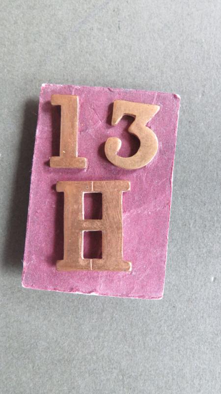 British Army Pre WW1 13th Hussars Shoulder Title