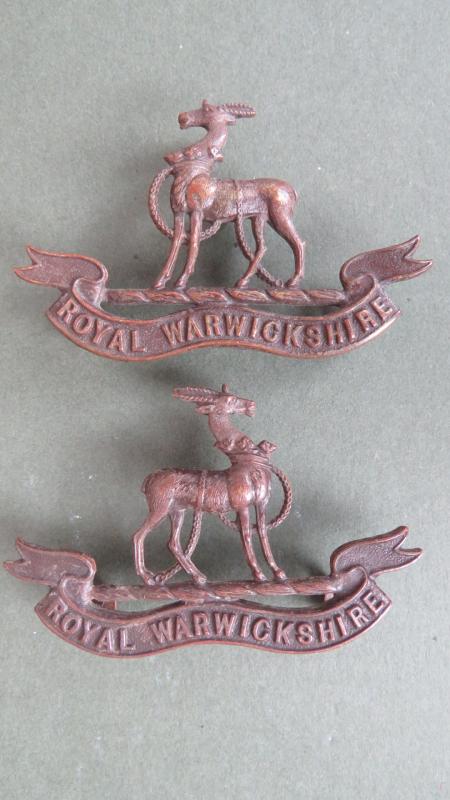British Army The Royal Warwickshire Regiment Officers Service Dress Collar Badges