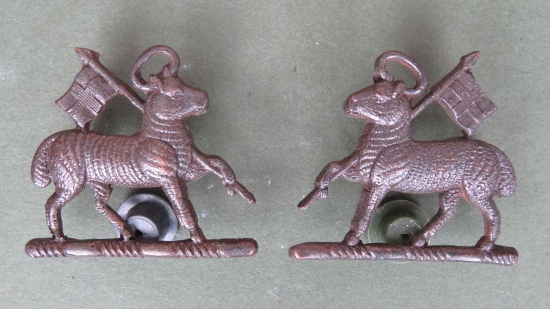 British Army The Queen's Royal Regiment (West Surrey) Post 1924 Pattern Officers Service Dress Collar Badges