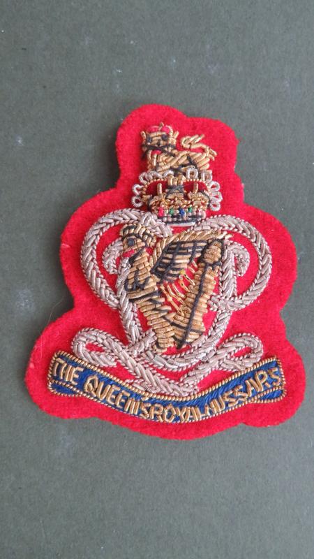 British Army Queen's Royal Hussars Officers' Dress Cap Badge