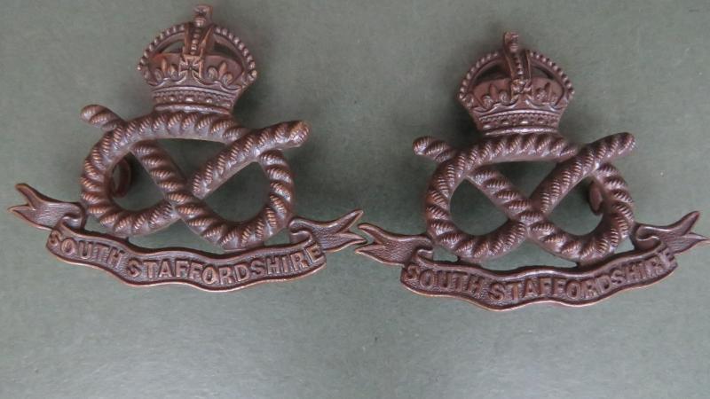 British Army The South Stafford Regiment Officer's Collar Badges