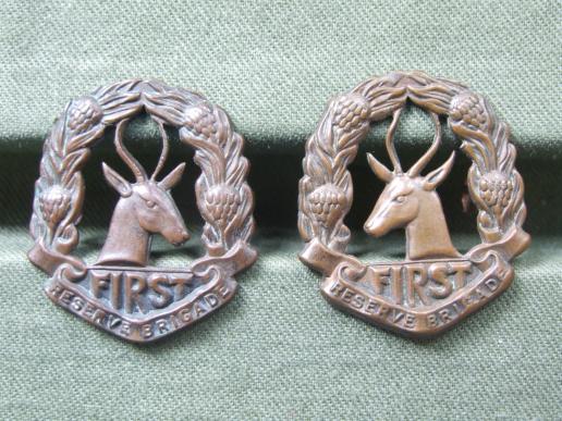 Republic of South Africa 1st Reserve Brigade 1940-1943 Collar Badges 