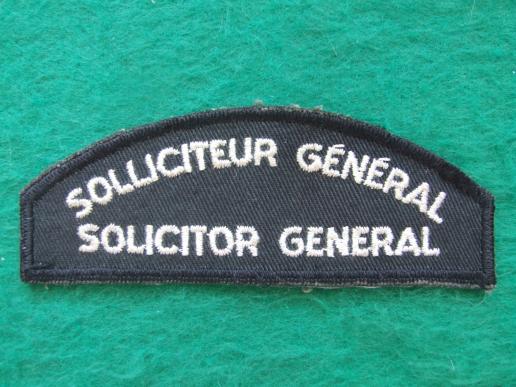 Canada Solicitor General Shoulder Title 