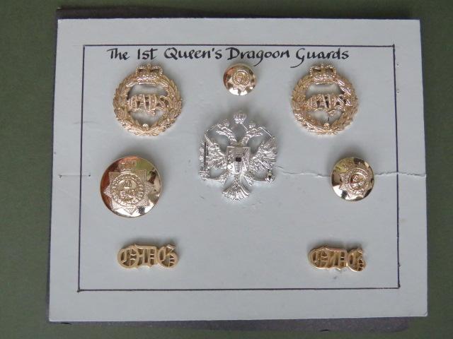 British Army  The 1st Queen's Dragoon Guards Cap & Collar Badges Shoulder Titles & Buttons Set