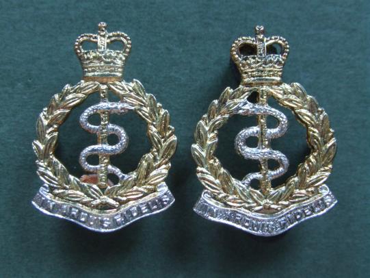 British Army Royal Army Medical Corps Officer's Post 1953 Collar Badges