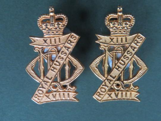 British Army The 13th /18th Royal Hussars Officer's Collar Badges