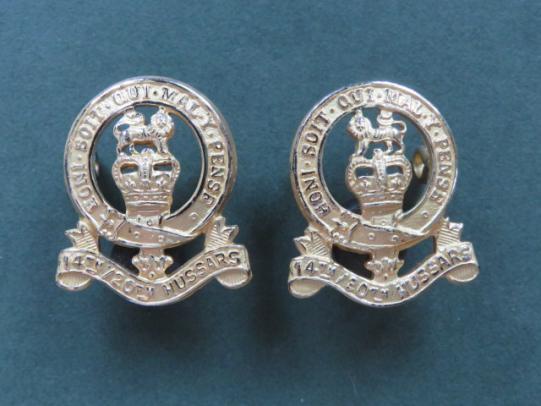 British Army 14th/20th King's Hussars Officer's Collar Badges