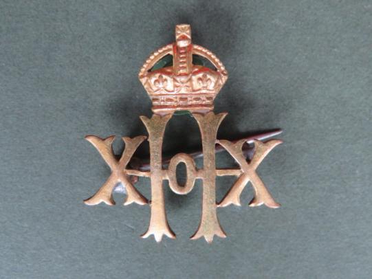 British Army 20th Hussars Officer's Collar Badge