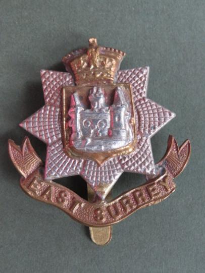 British Army WW1 Period with Tudor Crown East Surrey Regiment Cap Badge