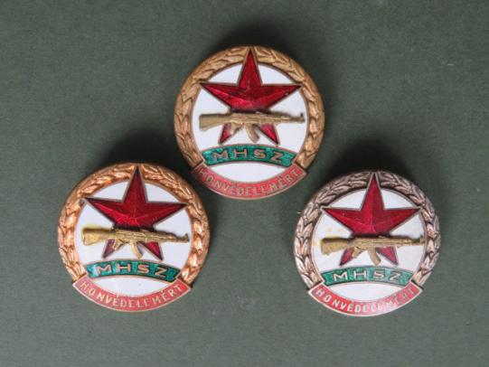 Hungary M.H.S.Z. (Hungarian Defence Association) Badges, 1st 2nd & 3rd Classes