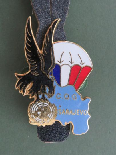 France 9e R.C.P, 2e R.E.P & 14e R.P.C.S. C.O.G. (Compagnie de Quartier General) U.N. SARAJEVO Pocket Crest