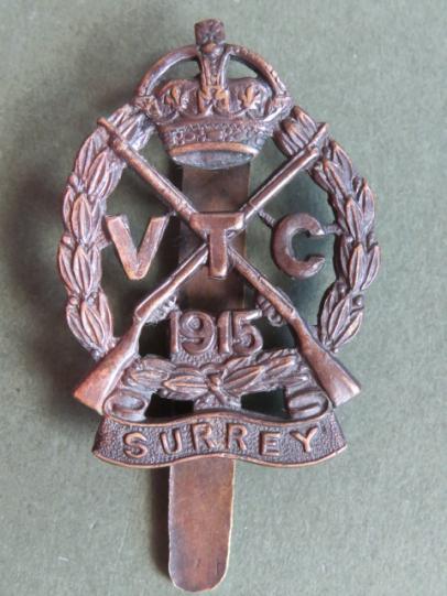 British Army WW1 Surrey Volunteer Training Corps Cap Badge