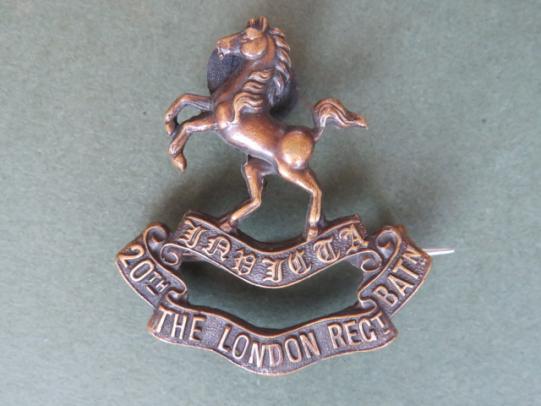 British Army The 20th (County of London) Battalion, The London Regiment Officer's Service Dress Collar Badge