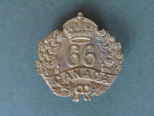 Canada WW1 66th Overseas Infantry Battalion Collar Badge