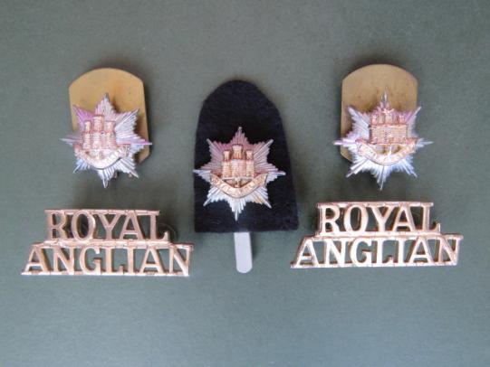 British Army Royal Anglian Regiment Cap Badge, Collar Badges & Shoulder Titles
