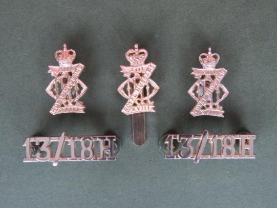 British Army The 13th/18th Royal Hussars (Queen Mary's Own) Cap Badge, Collar Badges & Shoulder Titles
