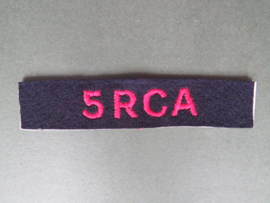 Canada WW2 5th Royal Canadian Artillery Regiment Shoulder Title