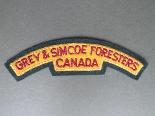 Canada Army Post WW2 The Grey & Simcoe Foresters Regiment Shoulder Title