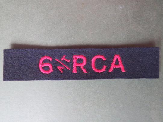 Canada WW2 6th (Anti-Tank) Royal Canadian Artillery Regiment Shoulder Title