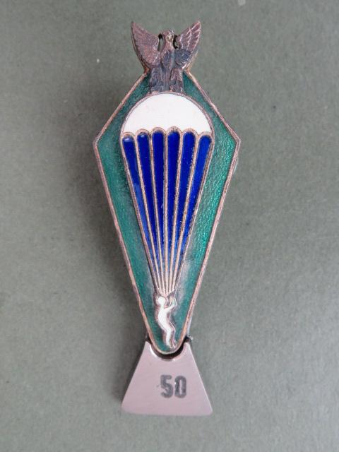 Poland Pre 1990 Air Force Parachute Badge with 50 Jumps Hanger