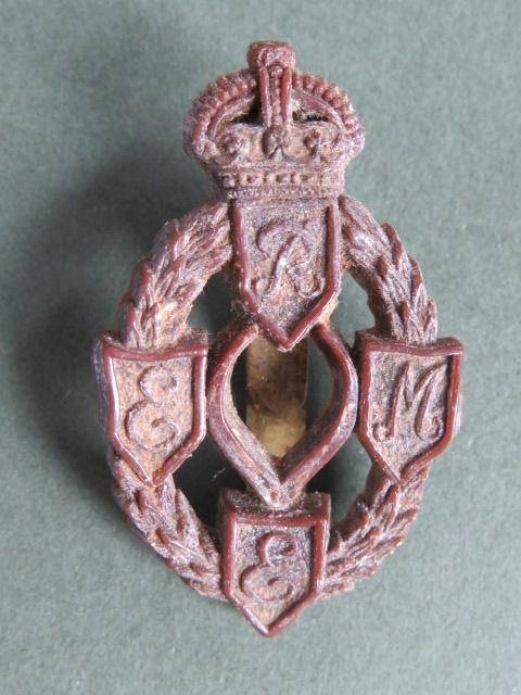 British Army Royal Electrical & Mechanical Corps WW2 Economy Cap Badge